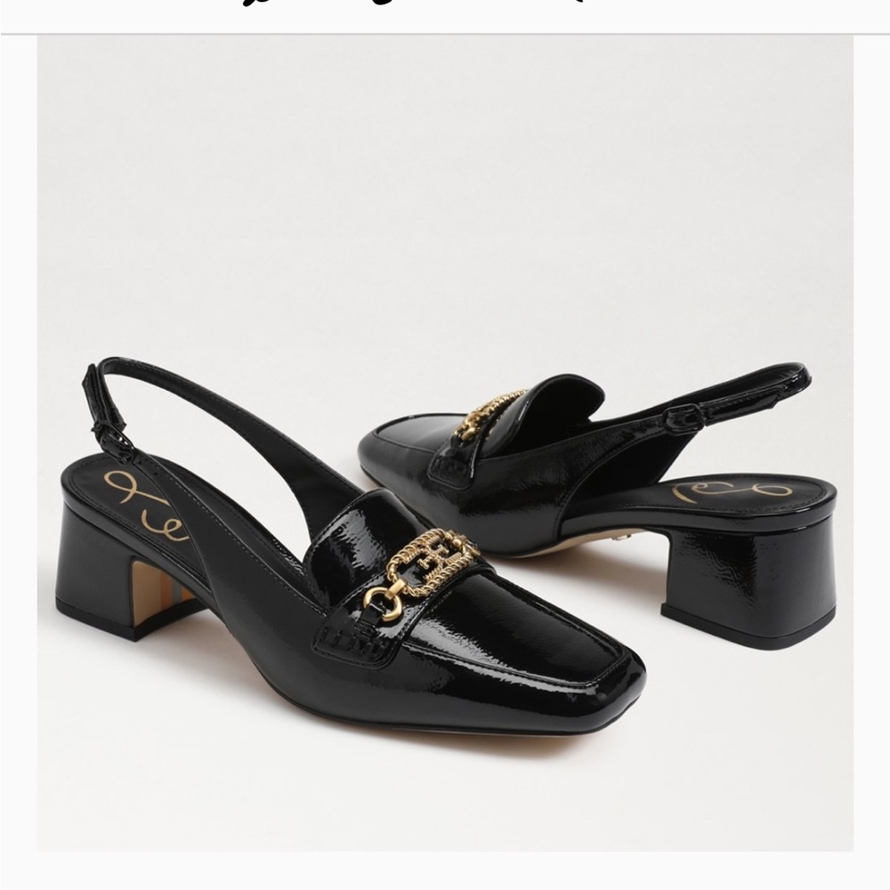 Sam Edelman “Teana” Black Patent Leather Slingback Loafers
